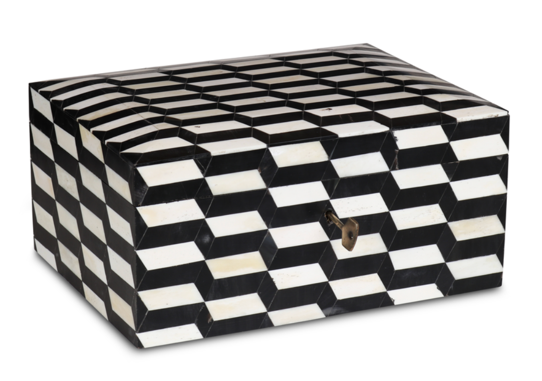 Kistje Perugia wit/zwart