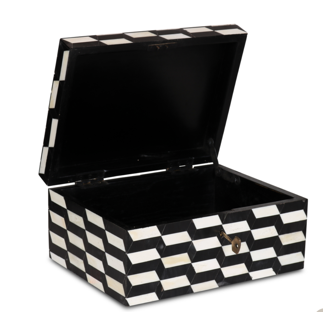 Kistje Perugia wit/zwart